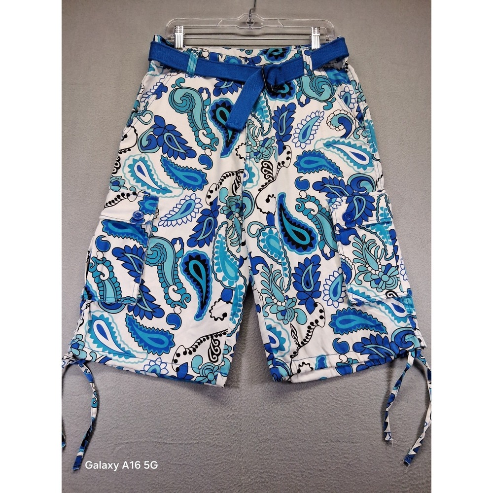 Men Rare Fox‎ Cargo Shorts With Belt Blue Size 32